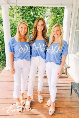 Alpha Delta Pi Blue Slouchy Recruitment Tee