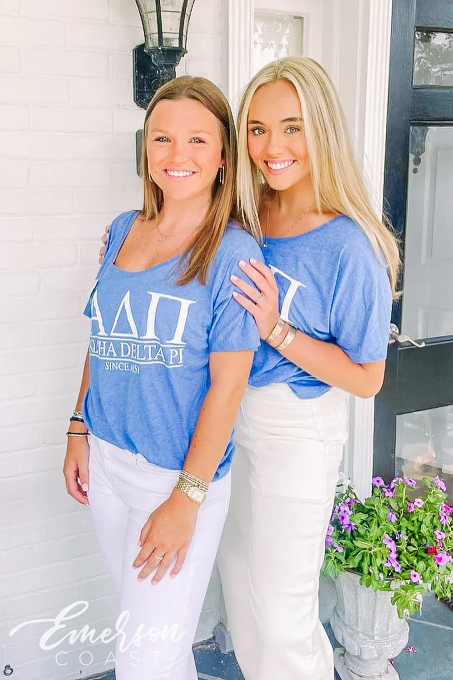 Alpha Delta Pi Blue Slouchy Recruitment Tee