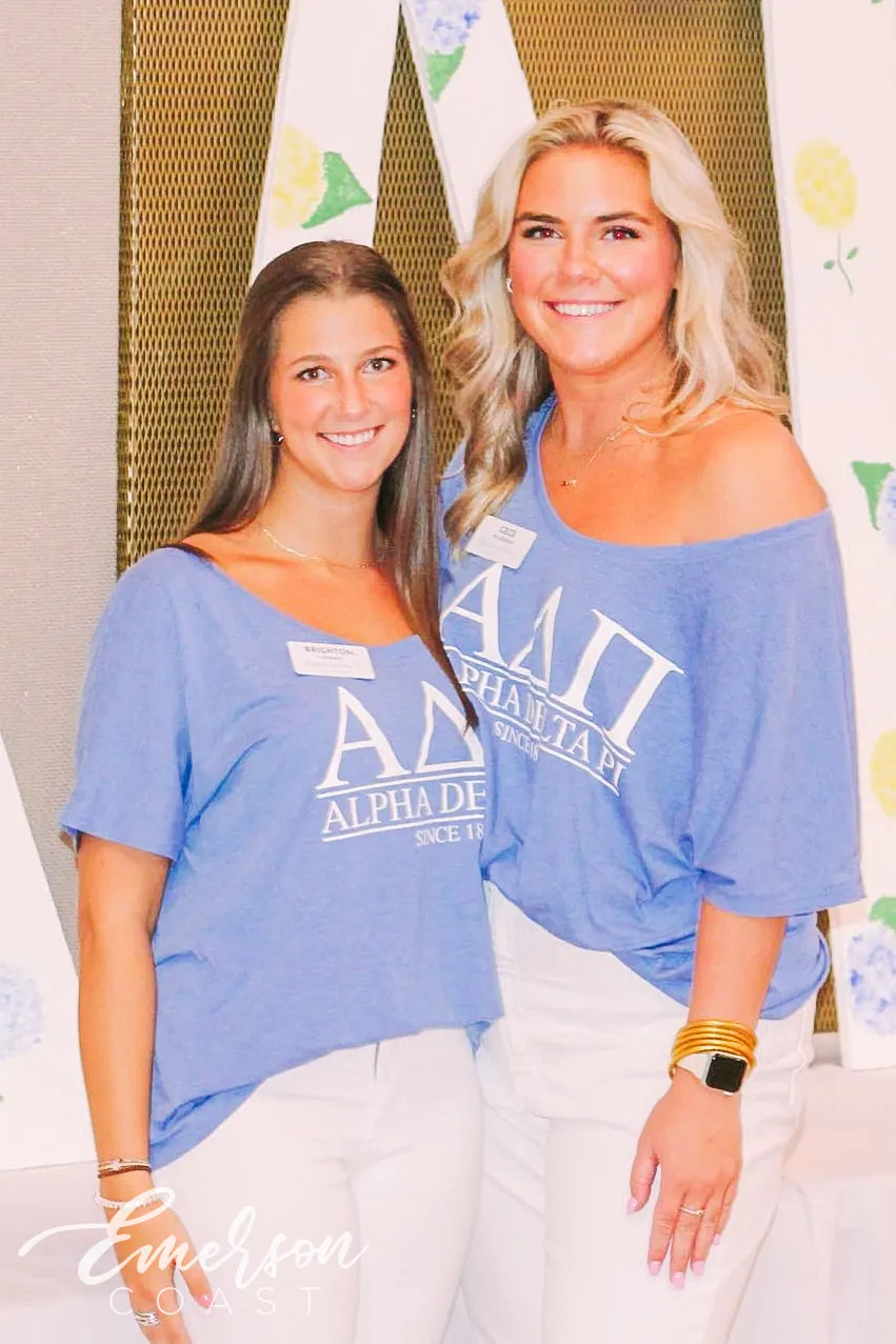 Alpha Delta Pi Blue Slouchy Recruitment Tee
