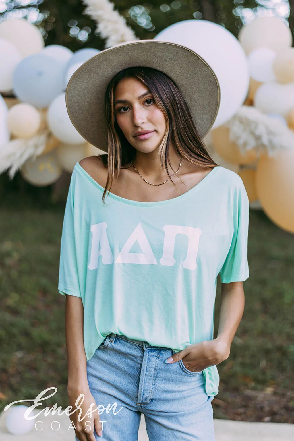 Alpha Delta Pi Letters Slouchy Tee