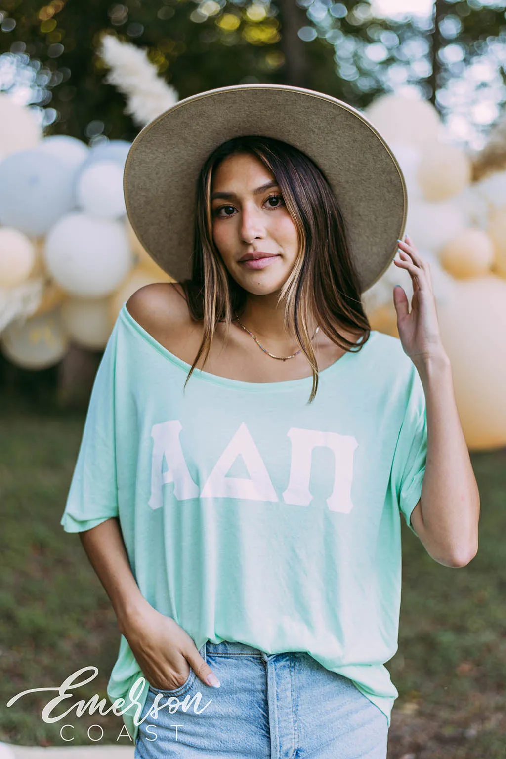 Alpha Delta Pi Letters Slouchy Tee