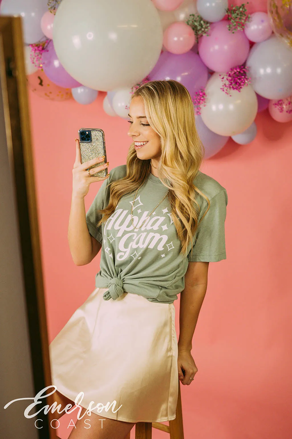 Alpha Gam Pastel Green Recruitment Tee