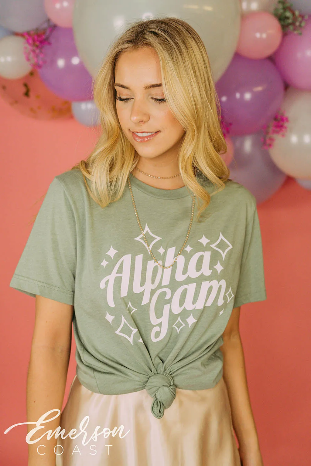 Alpha Gam Pastel Green Recruitment Tee