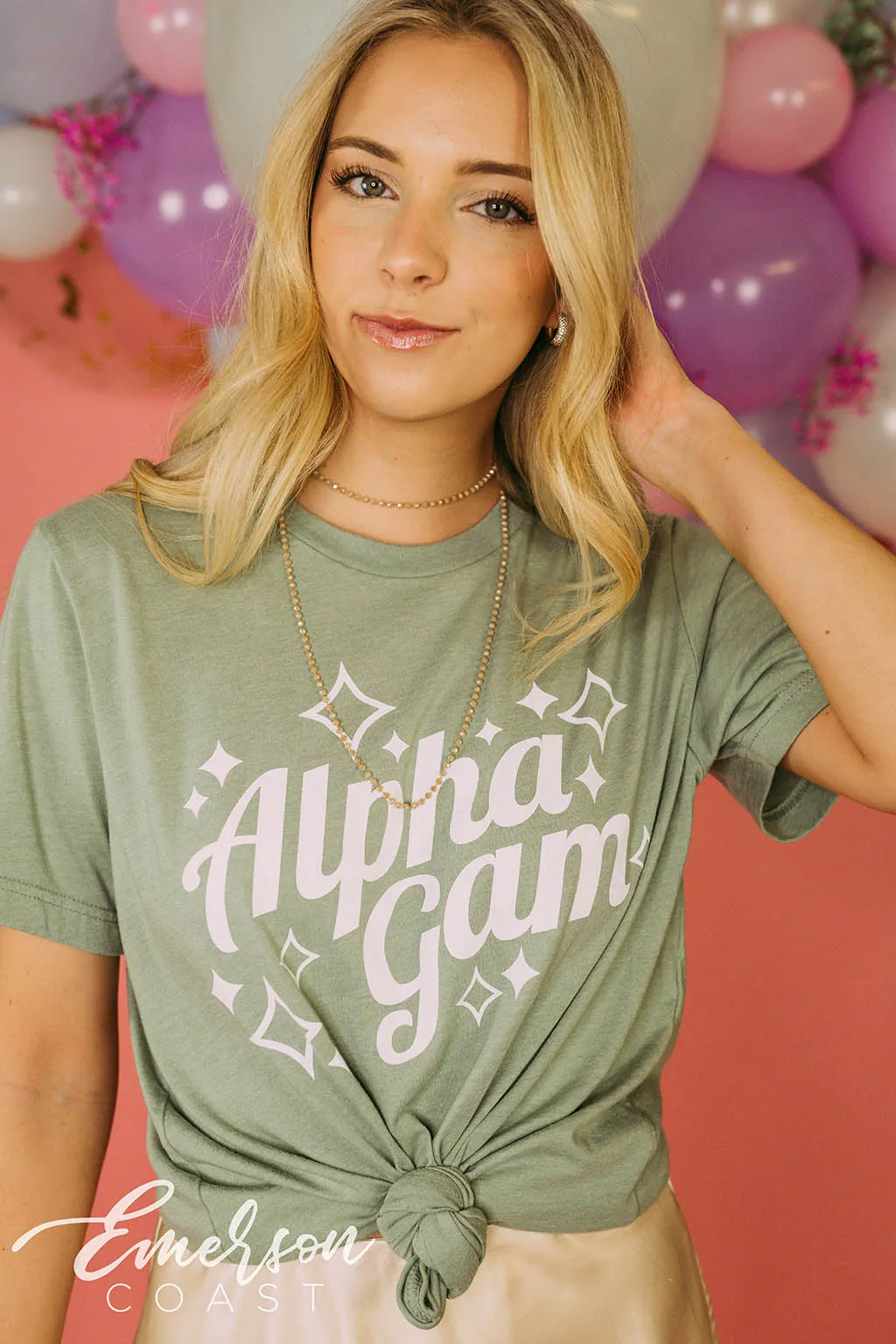 Alpha Gam Pastel Green Recruitment Tee