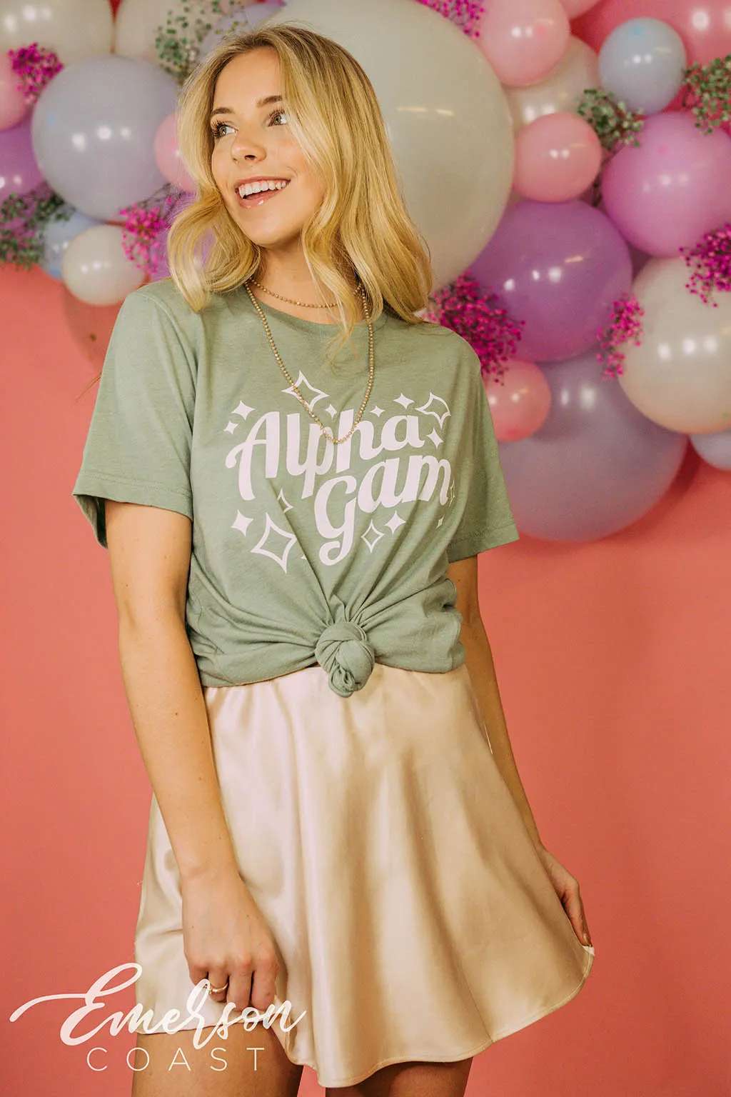 Alpha Gam Pastel Green Recruitment Tee