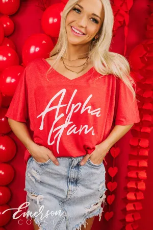 Alpha Gam Recruitment Simple Slouchy V Neck Tee