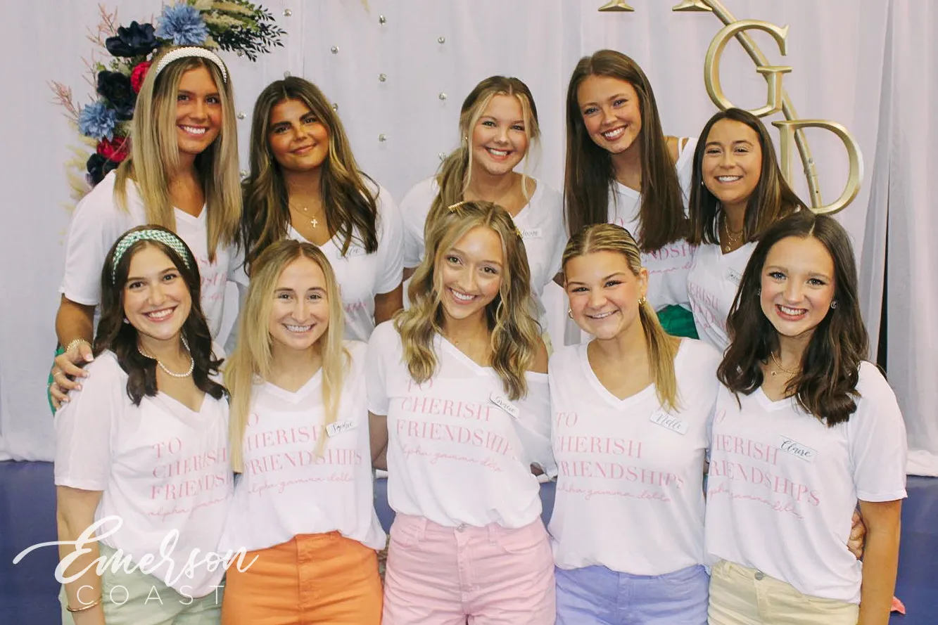 Alpha Gamma Delta To Cherish Friendships Vneck Tee