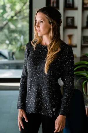 A.M. Cashmere Fine & Luna Crystal Zipper Pullover PAT-5900O