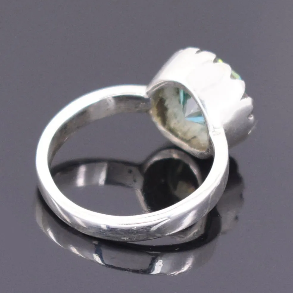 Amazing 5.00 Carat Certified Blue Diamond Solitaire Ring in 925 Silver. Excellent Luster & Great Shine!