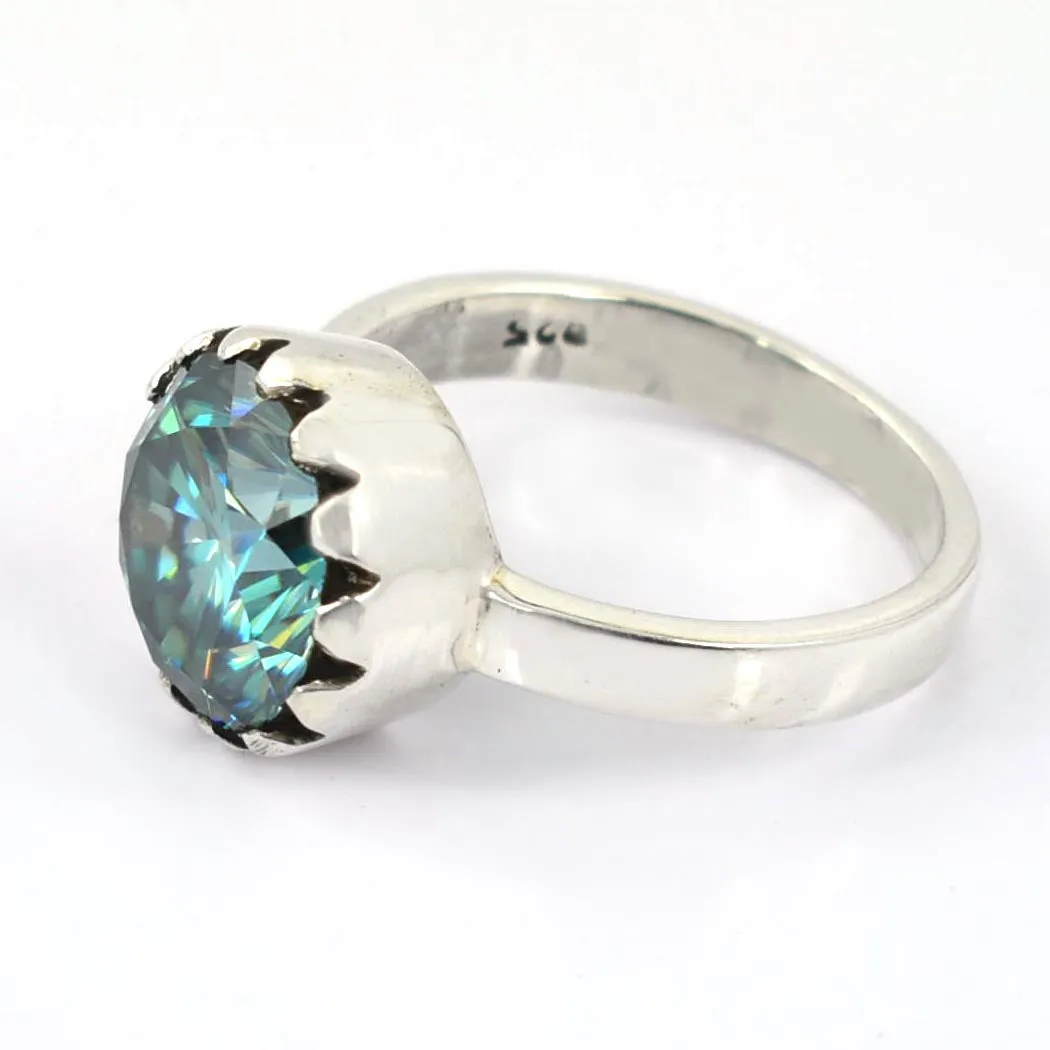 Amazing 5.00 Carat Certified Blue Diamond Solitaire Ring in 925 Silver. Excellent Luster & Great Shine!