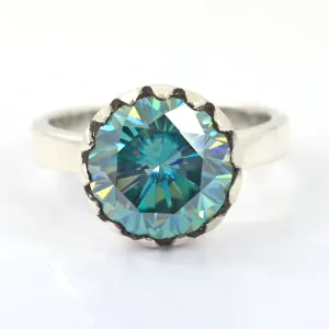 Amazing 5.00 Carat Certified Blue Diamond Solitaire Ring in 925 Silver. Excellent Luster & Great Shine!