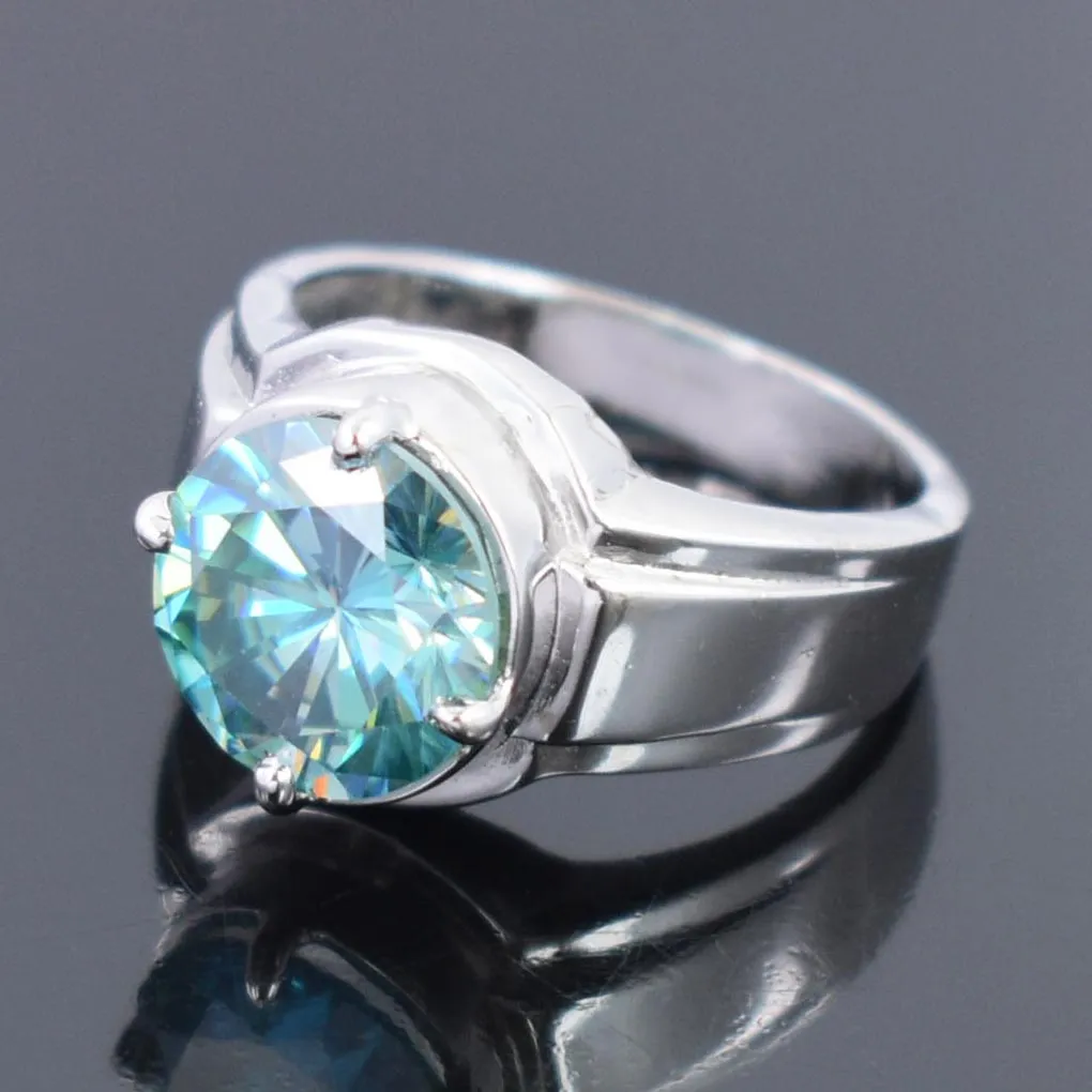 Amazing Blue Diamond Solitaire Ring in 925 Silver- 5.00 Ct Certified.Excellent Cut & Great Sparkle! Gift For Wedding/Birthday!