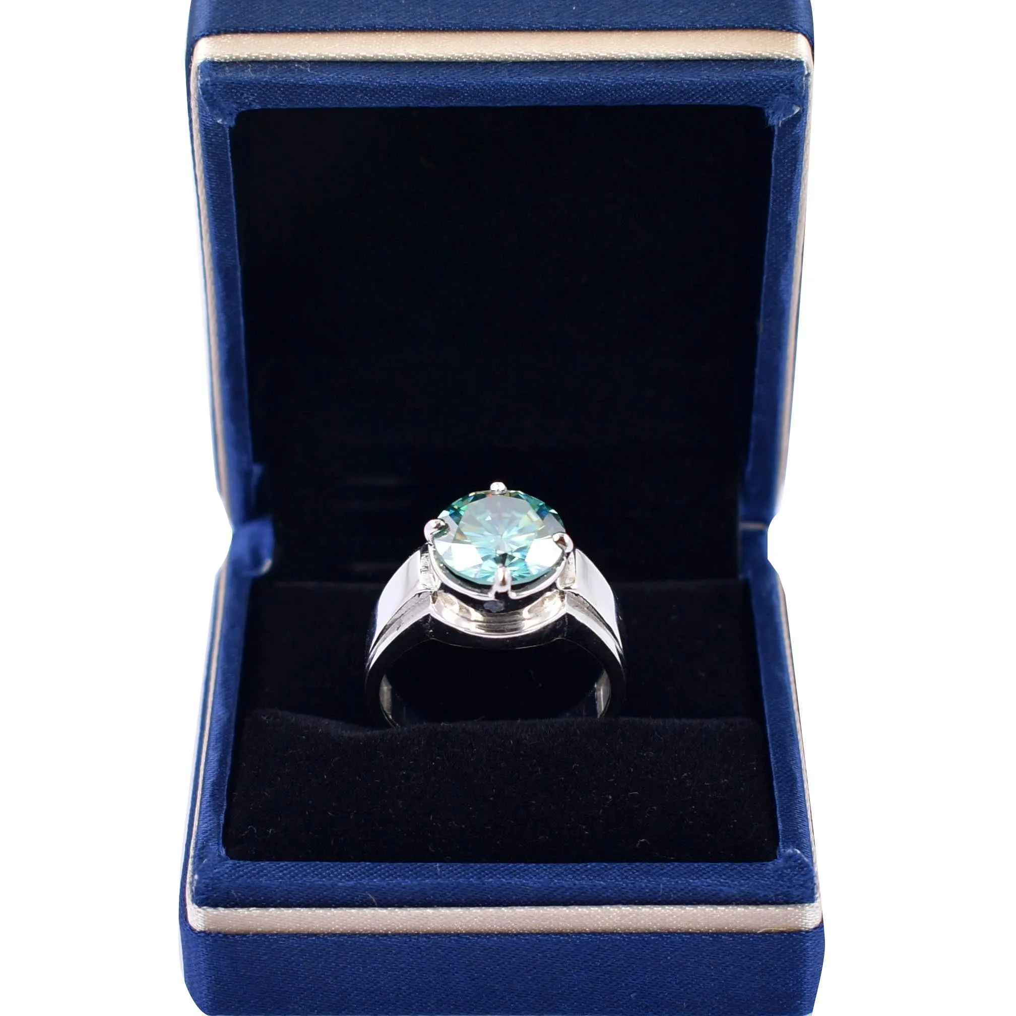 Amazing Blue Diamond Solitaire Ring in 925 Silver- 5.00 Ct Certified.Excellent Cut & Great Sparkle! Gift For Wedding/Birthday!