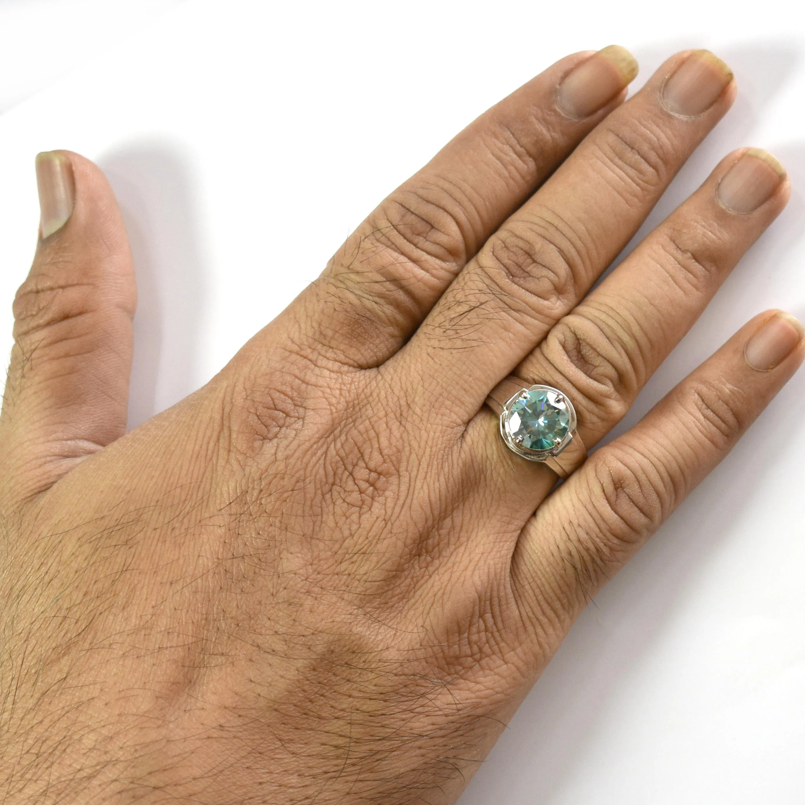 Amazing Blue Diamond Solitaire Ring in 925 Silver- 5.00 Ct Certified.Excellent Cut & Great Sparkle! Gift For Wedding/Birthday!