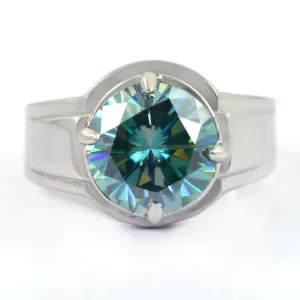 Amazing Blue Diamond Solitaire Ring in 925 Silver- 5.00 Ct Certified.Excellent Cut & Great Sparkle! Gift For Wedding/Birthday!