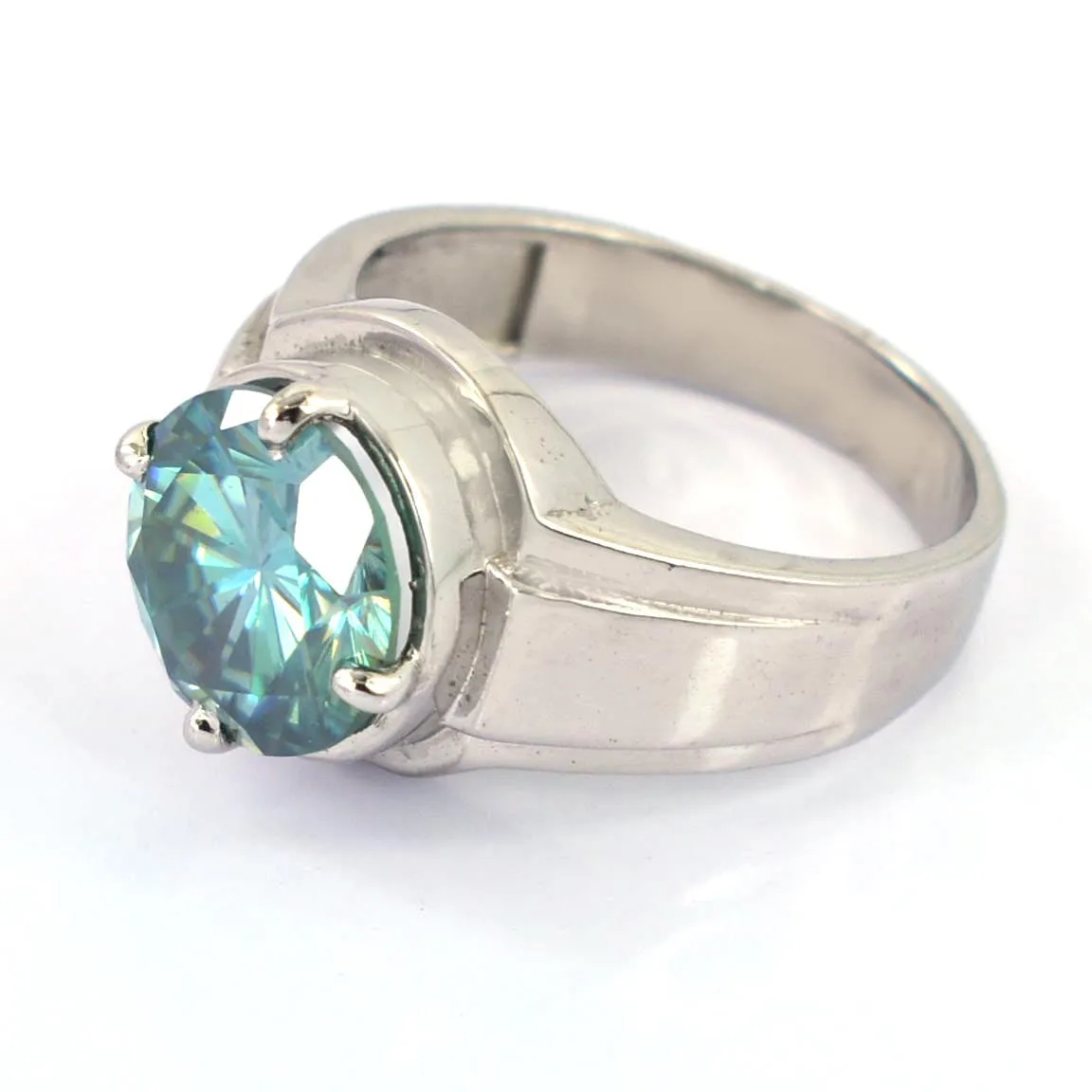 Amazing Blue Diamond Solitaire Ring in 925 Silver- 5.00 Ct Certified.Excellent Cut & Great Sparkle! Gift For Wedding/Birthday!