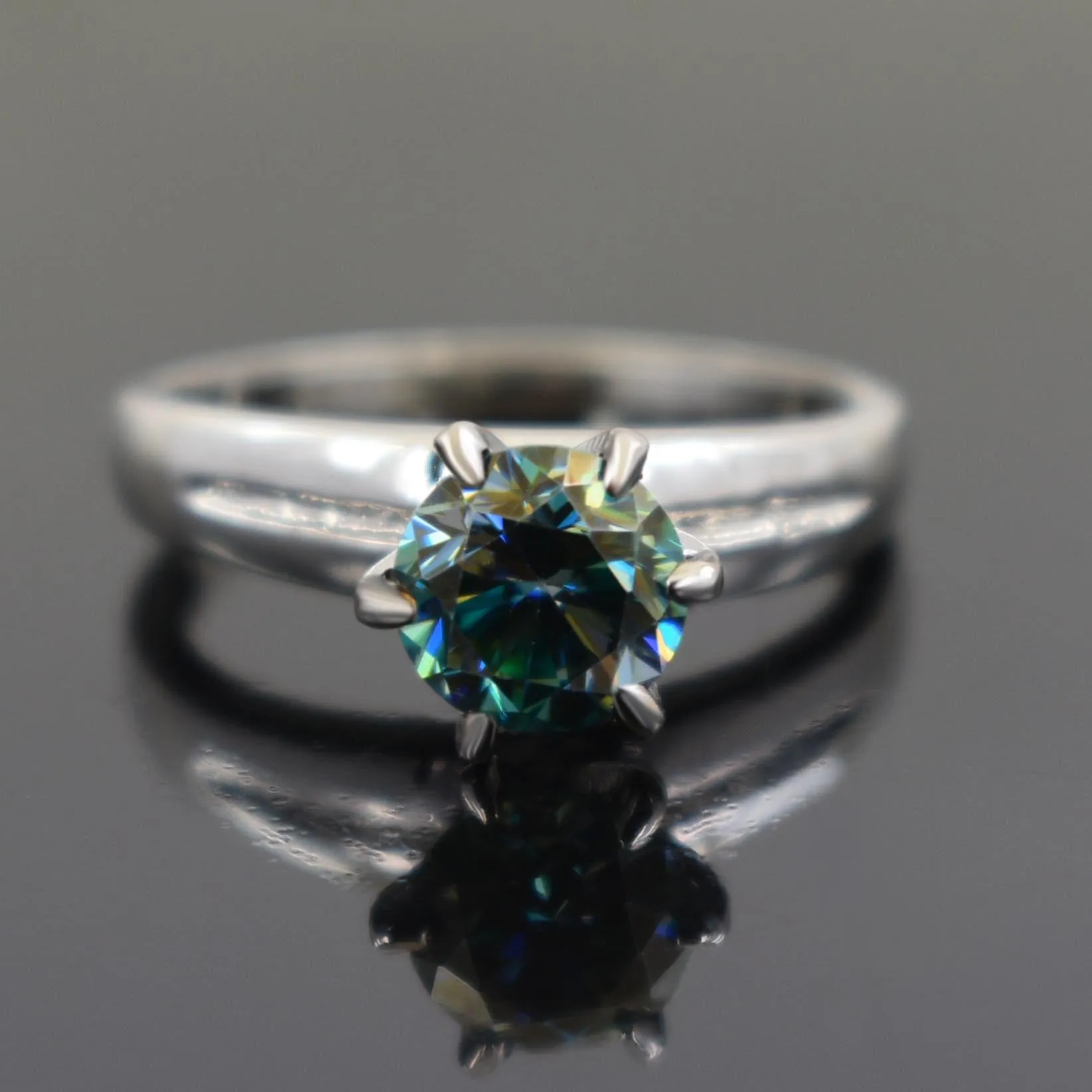 Amazing Blue Diamond Solitaire Ring in 925 Silver with Prongs, Great Shine & Luster! Gift For Wedding/Birthday, Certified 1.50 Carat