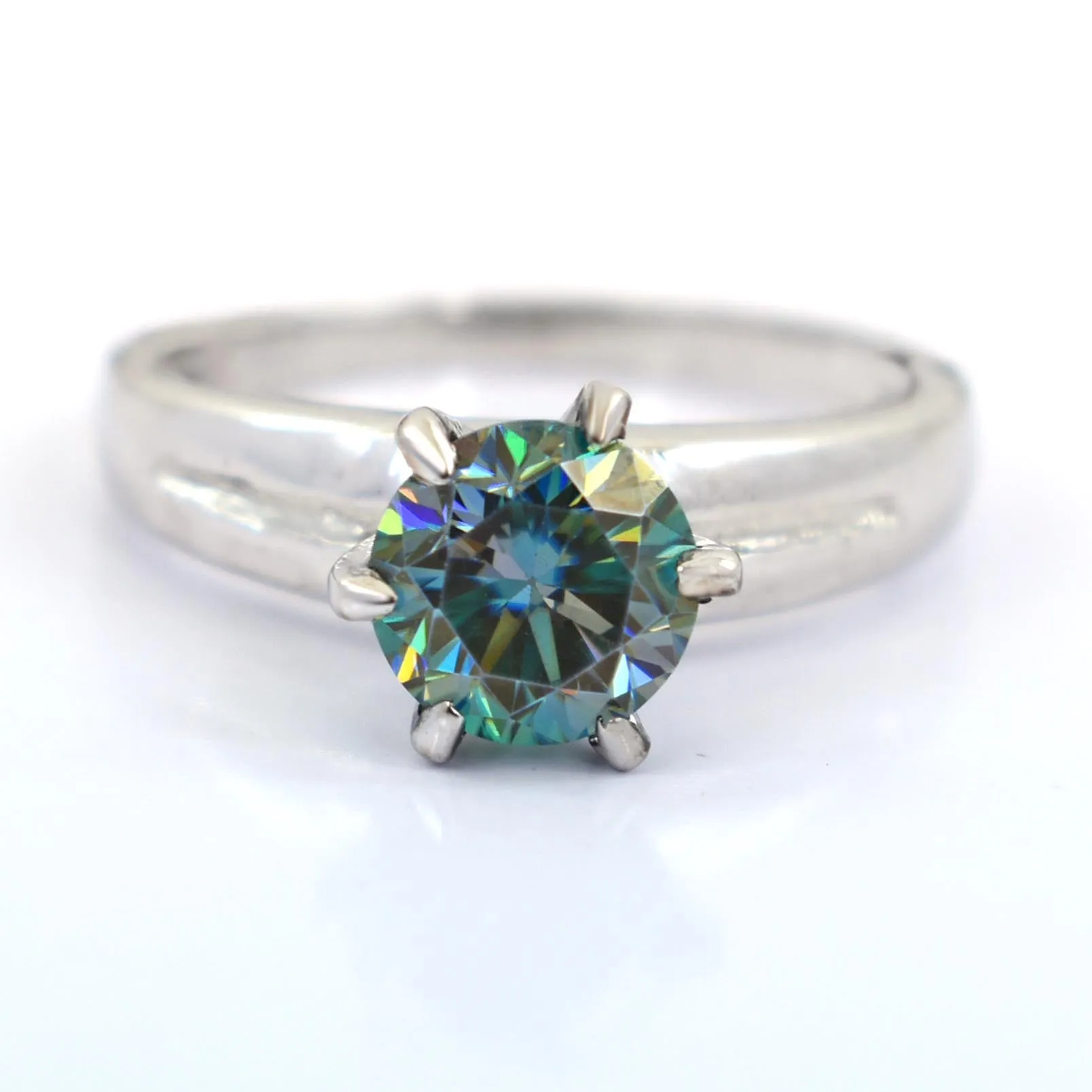 Amazing Blue Diamond Solitaire Ring in 925 Silver with Prongs, Great Shine & Luster! Gift For Wedding/Birthday, Certified 1.50 Carat