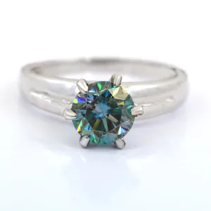 Amazing Blue Diamond Solitaire Ring in 925 Silver with Prongs, Great Shine & Luster! Gift For Wedding/Birthday, Certified 1.50 Carat