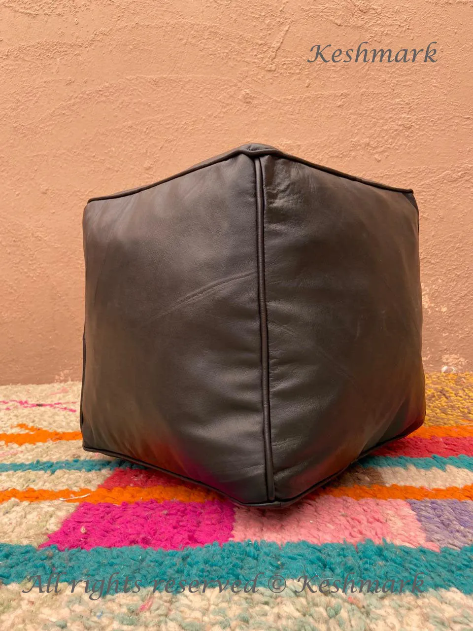 Amazing Ottoman Pouf Moroccan leather, delivered unstuffed ottoman square pouf, Black pouf handmade footstool square pouffe Moroccan