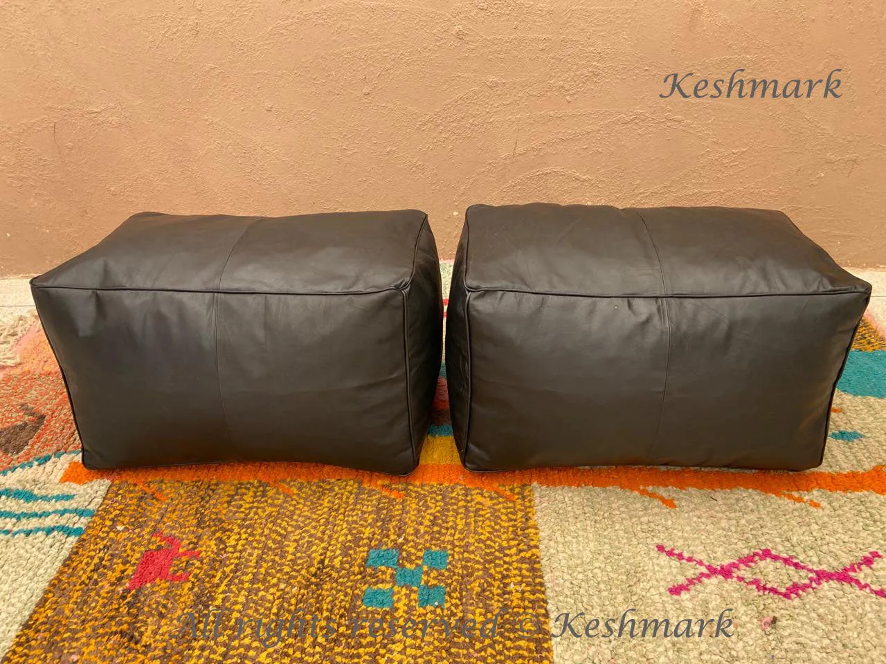 Amazing Ottoman Pouf Moroccan leather, delivered unstuffed ottoman square pouf, Black pouf handmade footstool square pouffe Moroccan