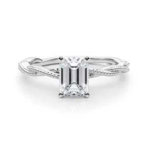 Anastasia Twisted Vine Emerald Diamond Solitaire Engagement Ring