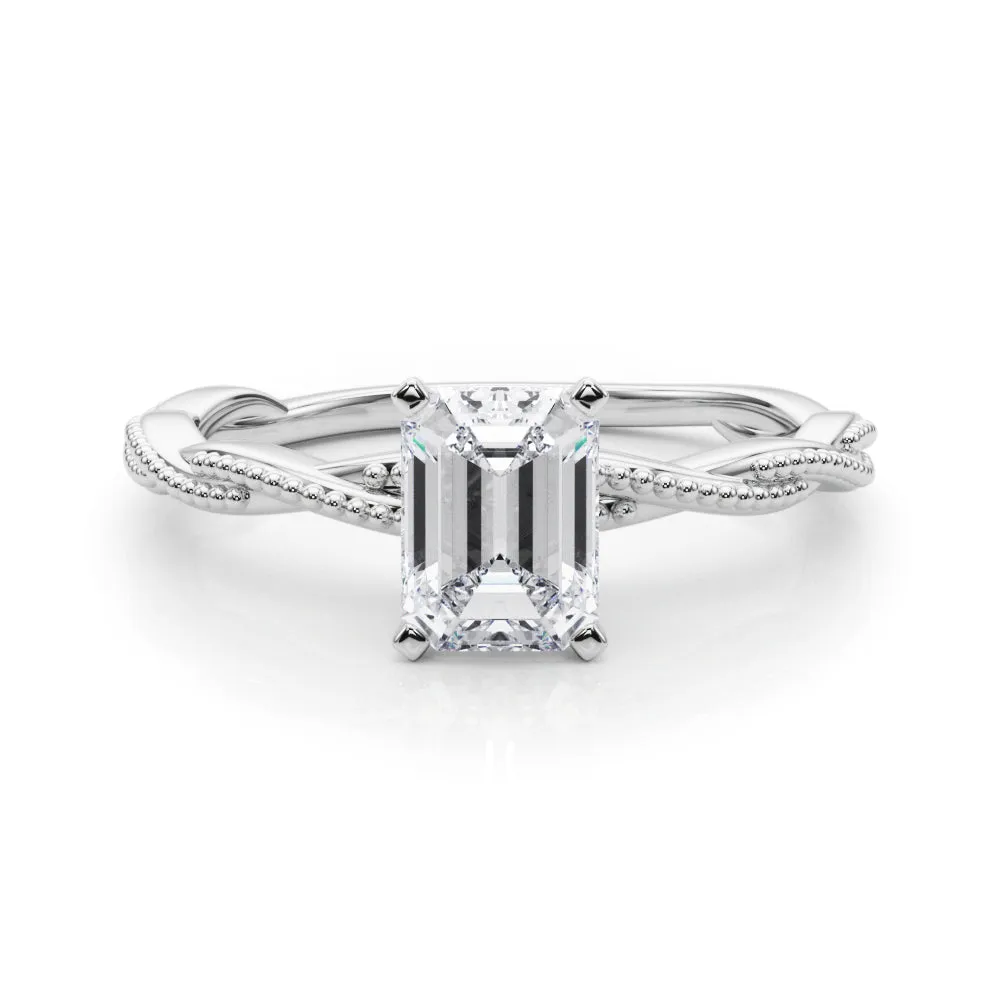 Anastasia Twisted Vine Emerald Diamond Solitaire Engagement Ring