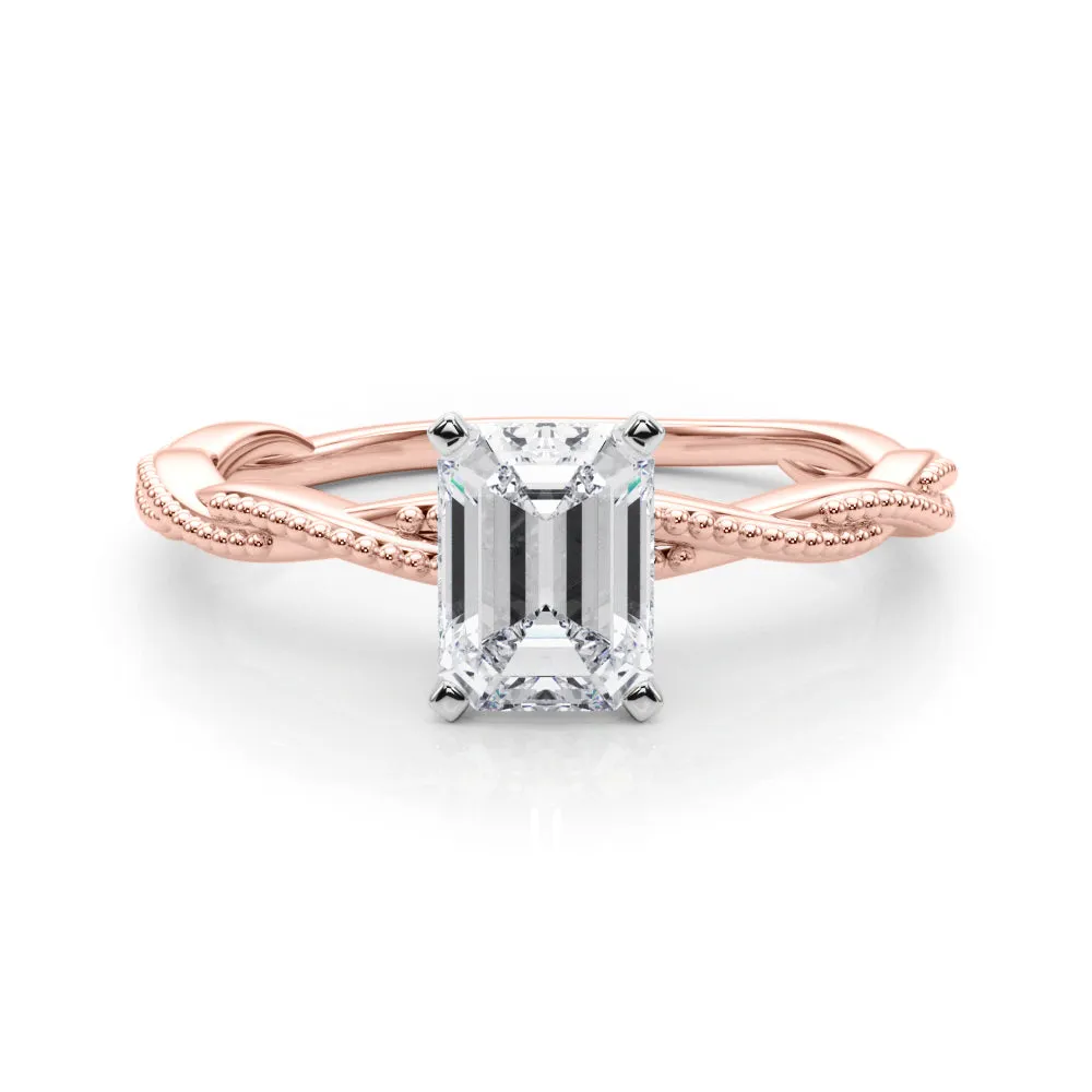 Anastasia Twisted Vine Emerald Lab Grown Diamond Solitaire Engagement Ring IGI Certified
