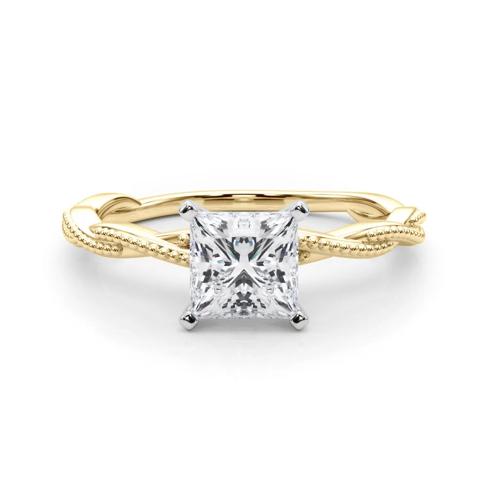 Anastasia Twisted Vine Princess Lab Grown Diamond Solitaire Engagement Ring IGI Certified
