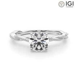 Anastasia Twisted Vine Round Lab Grown Diamond Solitaire Engagement Ring IGI Certified