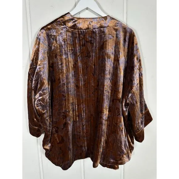 Anthropologie Esme Velvet Kimono Jacket Slouchy Cardigan Duster XS Petite