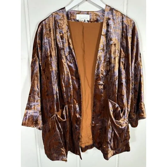 Anthropologie Esme Velvet Kimono Jacket Slouchy Cardigan Duster XS Petite