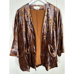 Anthropologie Esme Velvet Kimono Jacket Slouchy Cardigan Duster XS Petite