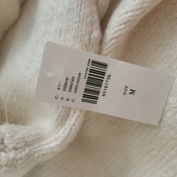 Anthropologie Ivory Slouchy Off the Shoulder or Cowl Neck Sweater Size M NWT