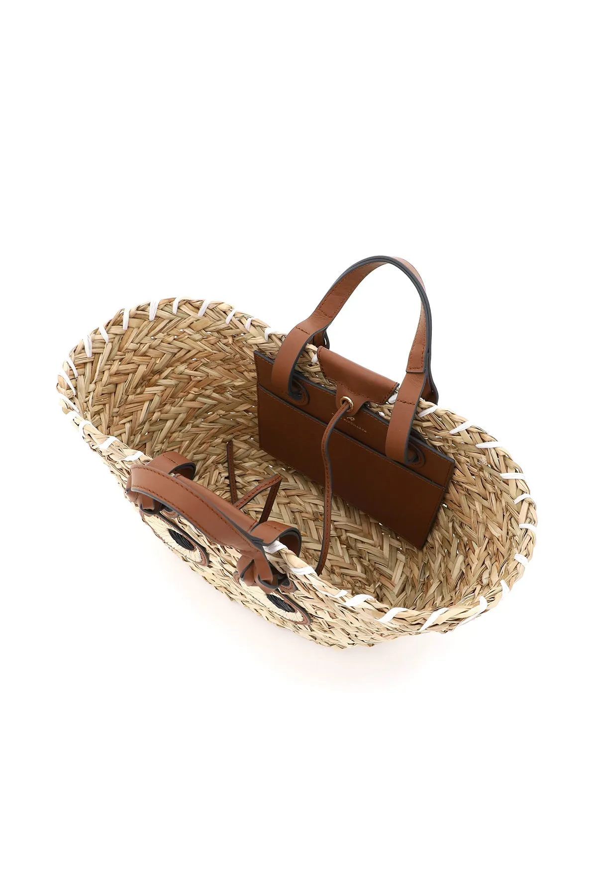 Anya hindmarch paper eyes small basket bag