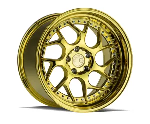 Aodhan DS01 18x10.5 5x114.3  15 Gold Vaccum W/ Chrome Rivets