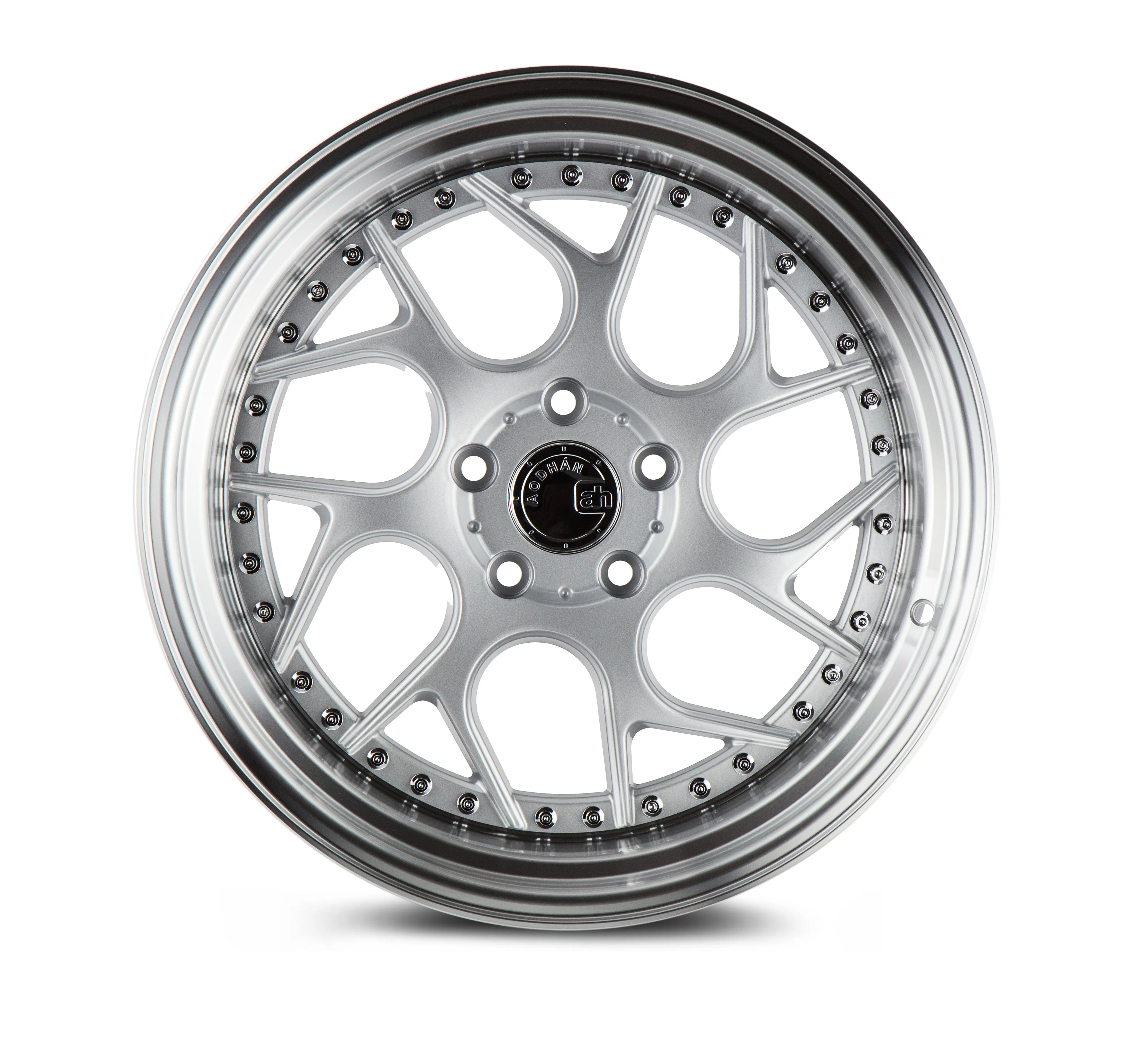Aodhan DS01 18x10.5 5x114.3  22 Silver Machined Lip w/Chrome Rivets