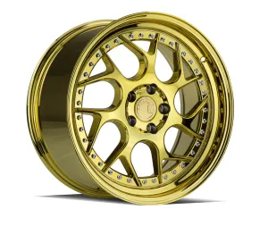 Aodhan DS01 18x9.5 5x114.3  15 Gold Vaccum W/ Chrome Rivets
