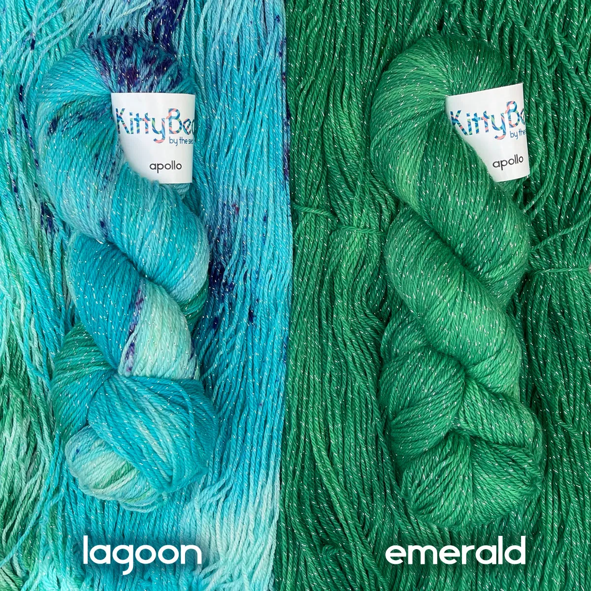 Apollo: Superwash Merino Nylon Lurex | KittyBea by the Sea | Hand-Dyed Knitting Crochet Yarn