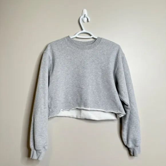 Aritzia Tna Cozy Fleece Perfect Cropped Sweatshirt