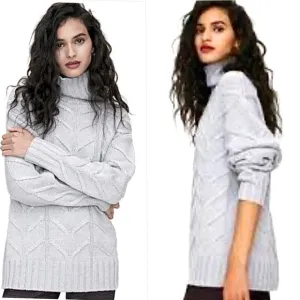 Aritzia WILFRED Champeaux 100% Merino Wool Cable-Knit Sweater In White Size S