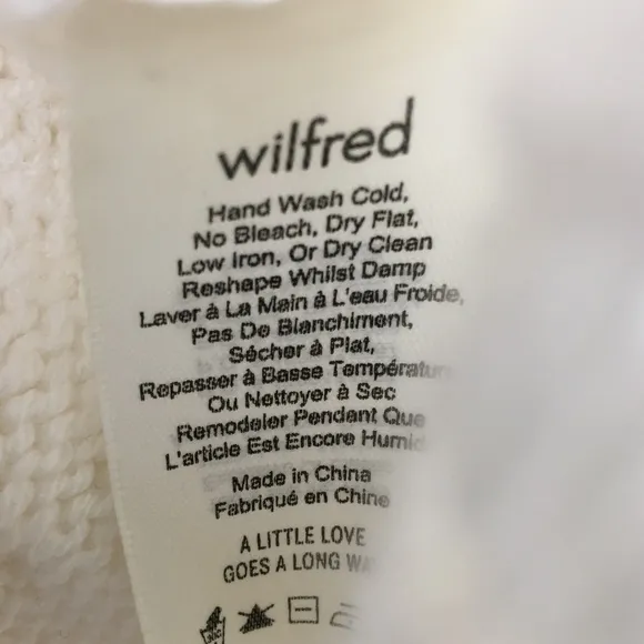 Aritzia WILFRED Champeaux 100% Merino Wool Cable-Knit Sweater In White Size S