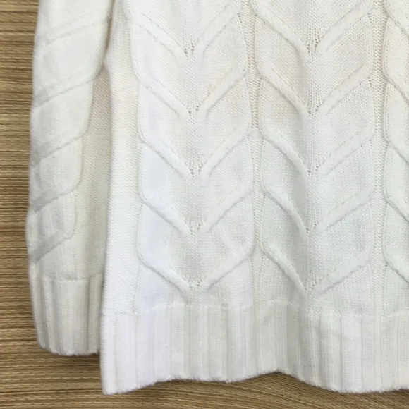Aritzia WILFRED Champeaux 100% Merino Wool Cable-Knit Sweater In White Size S