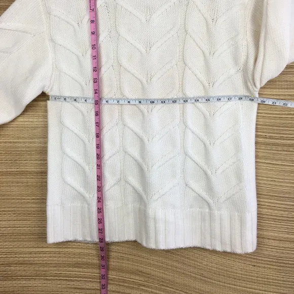 Aritzia WILFRED Champeaux 100% Merino Wool Cable-Knit Sweater In White Size S