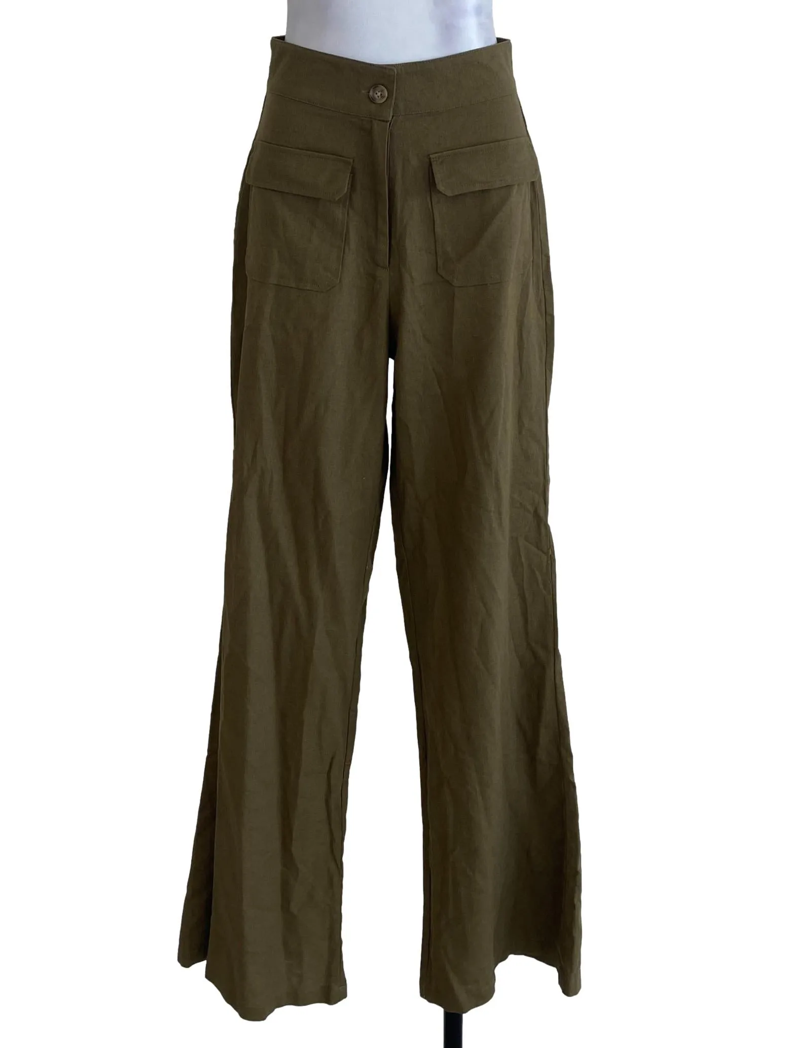 Army Green Textured Pants