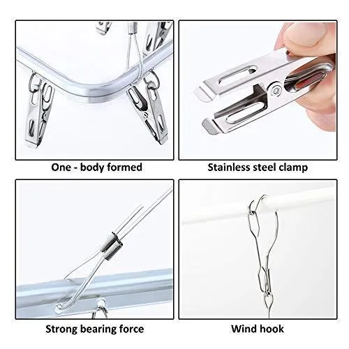 ASPERFFORT Stainless Steel Laundry Drying Rack with 26 Clips,Drip Hanger with Metal Clothespins for Drying Socks,Bras,Underware,Baby Clothes,Socks Clother Hanger