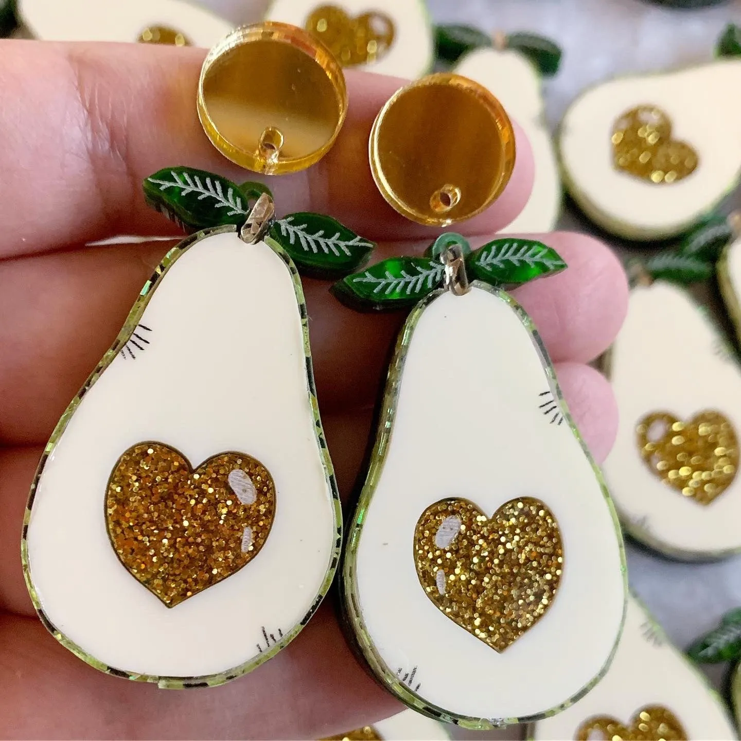 Avocado for earrings / 12 Pieces, 50mm
