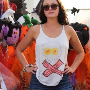 Bacon And Eggs Skull Slouchy Tank - White