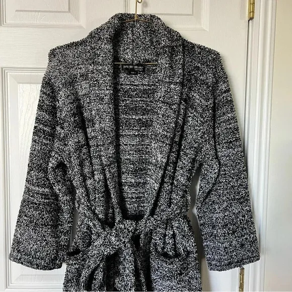 BAREFOOT DREAMS Cozy Chic Adult Robe Size 1 Heathered Black White Speckled