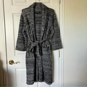 BAREFOOT DREAMS Cozy Chic Adult Robe Size 1 Heathered Black White Speckled